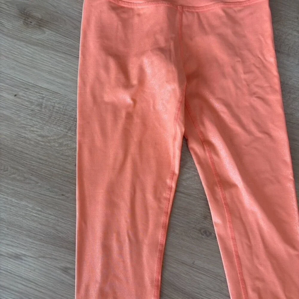** Beyond Yoga Orange Sparkle Leggings Midi High Waisted size small workout